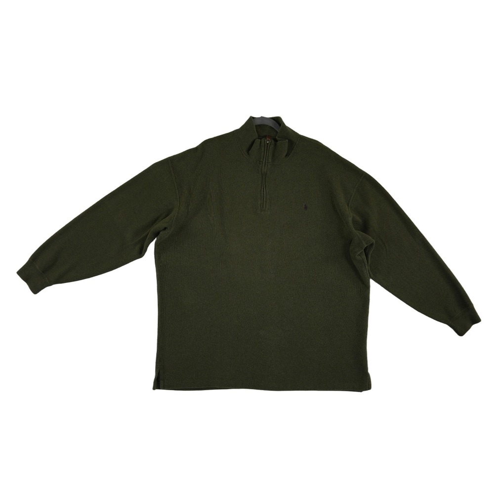 Polo Ralph Lauren 100% Cotton Pullover Sweater Men's Size 2XLT Green Quarter Zip